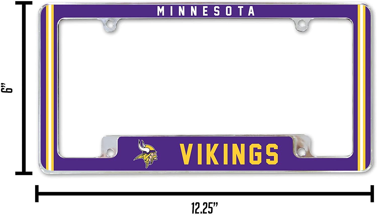 Minnesota Vikings Metal License Plate Frame Chrome Tag Cover Alternate Design 6x12 Inch