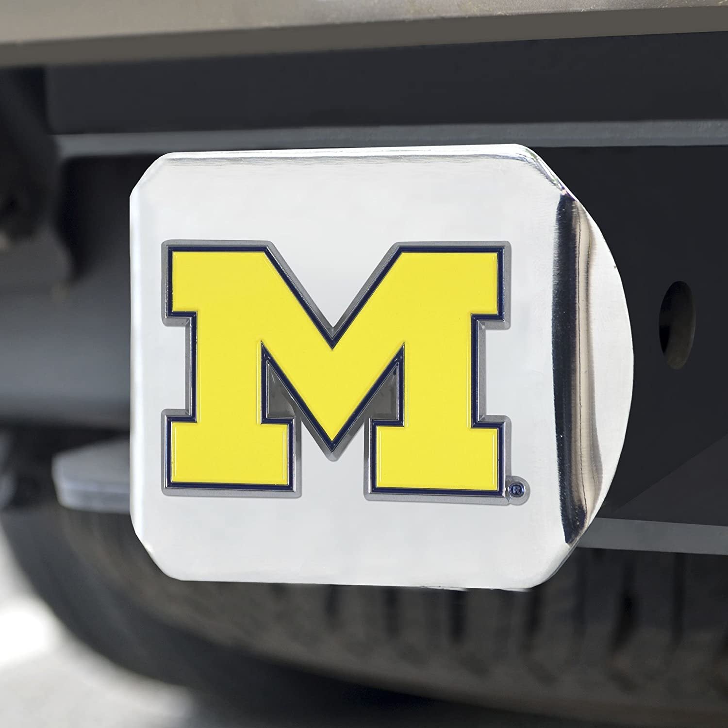 Michigan Wolverines Hitch Cover Solid Metal with Raised Color Metal Emblem 2" Square Type III University of