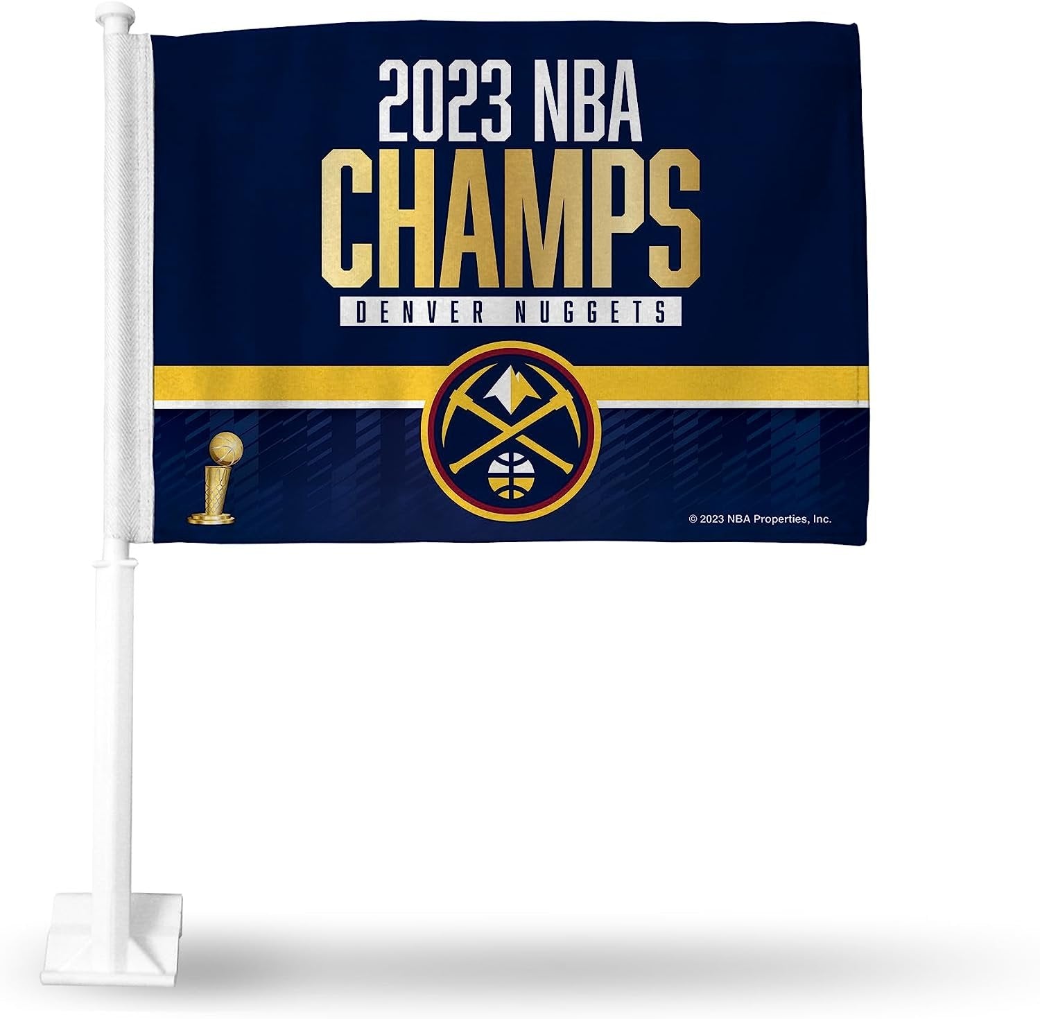 Denver Nuggets 2023 NBA Champions Double Sided Car Flag Strong Pole That Hooks onto Automobile