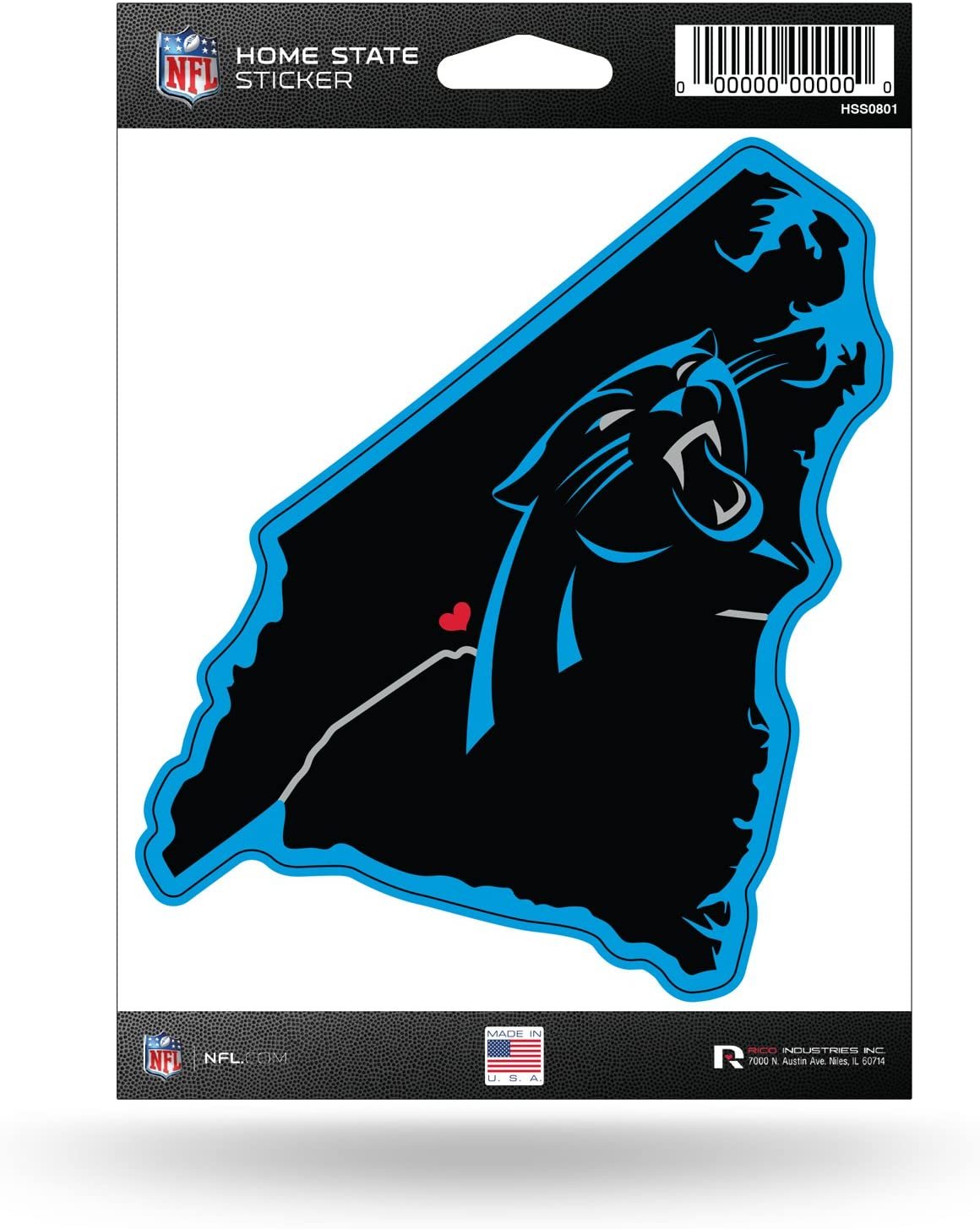 Carolina Panthers 5 Inch Sticker Decal, Home State Design, Flat Vinyl, Full Adhesive Backing