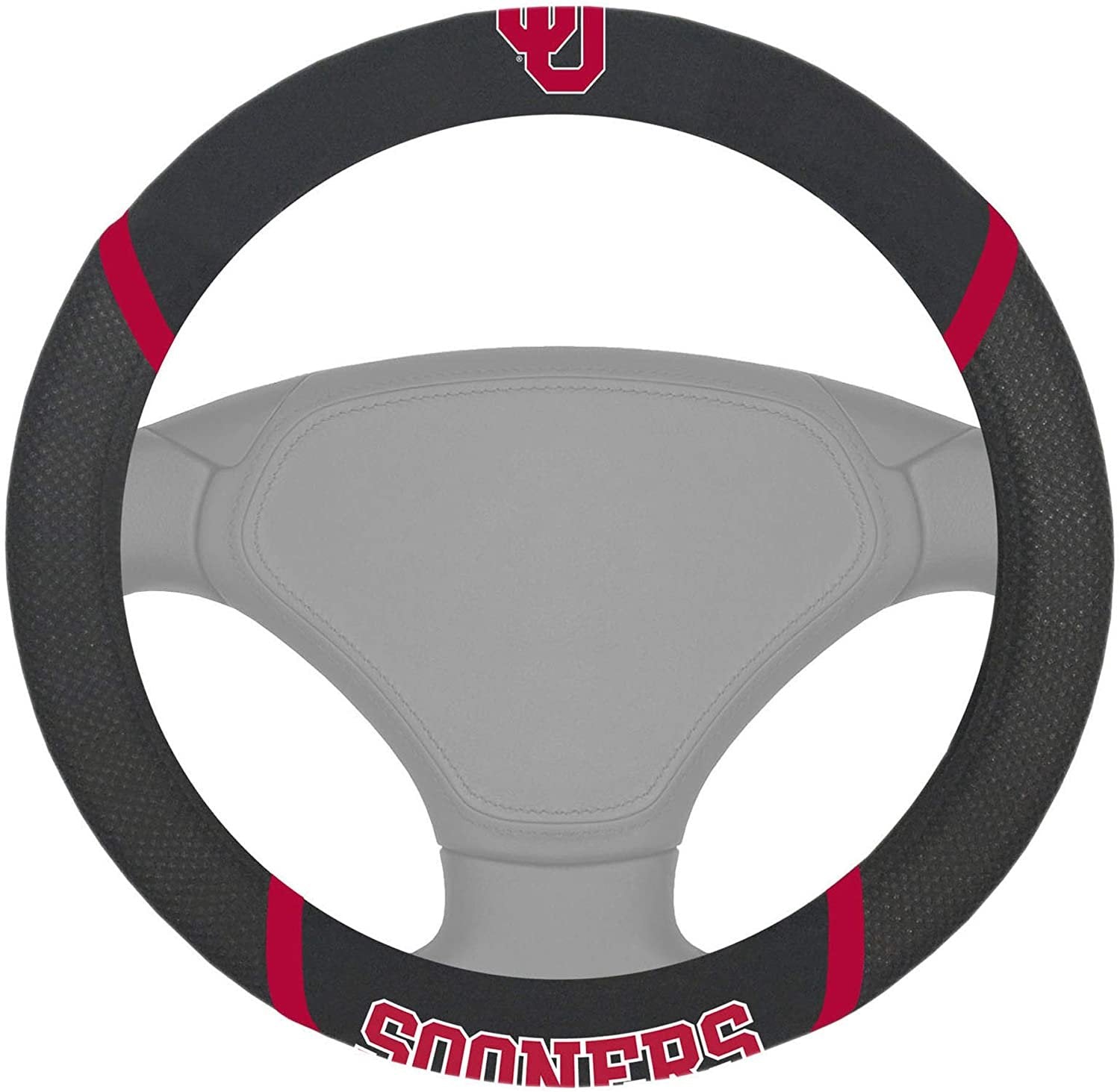 Oklahoma Sooners Steering Wheel Cover Premium Embroidered Black 15 Inch University of