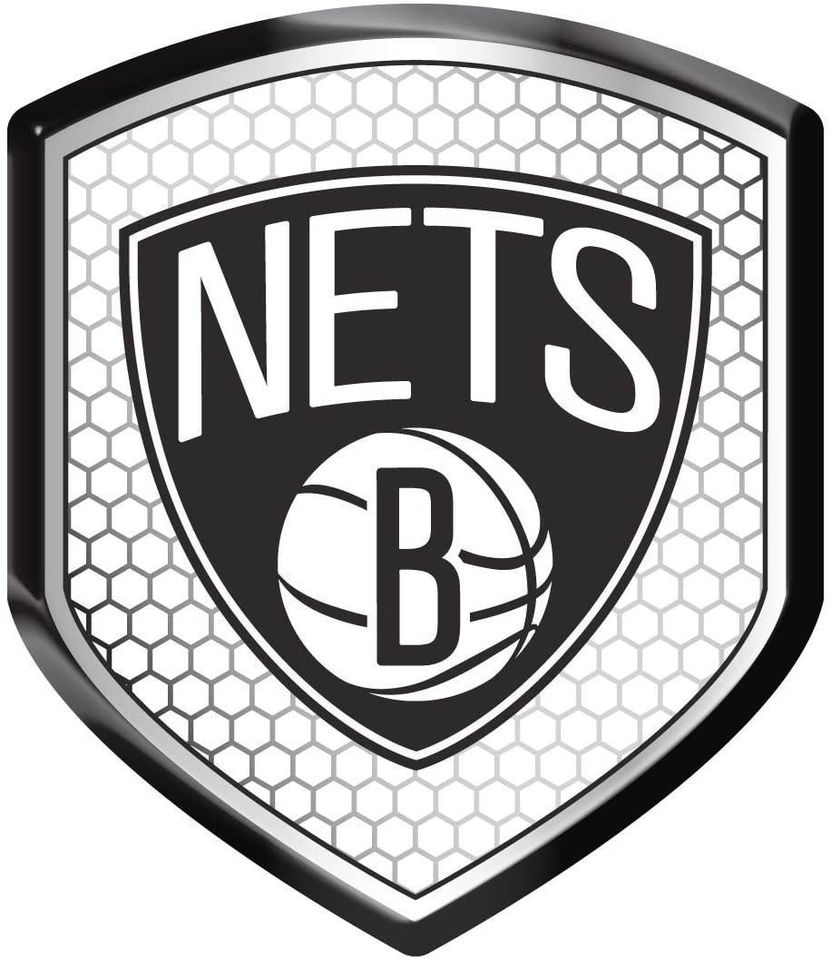 Brooklyn Nets High Intensity Reflector, Shield Shape, Raised Decal Sticker, 2.5x3.5 Inch, Home or Auto, Full Adhesive Backing