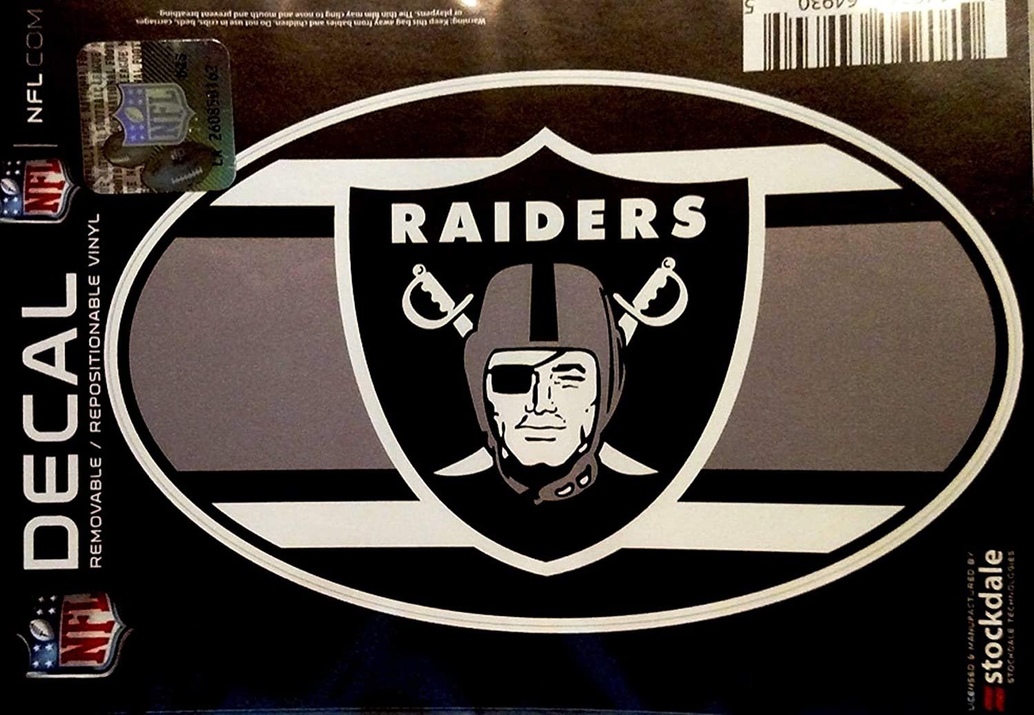 Las Vegas Raiders 5x7 Oval Super Stripe Design Decal Flat Vinyl Reusable Repositionable Auto Home Oakland Football