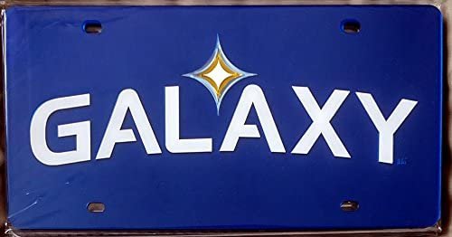 LA Galaxy Los Angeles MLS Premium Laser Cut Tag License Plate, Mirrored Acrylic Inlaid, 6x12 Inch