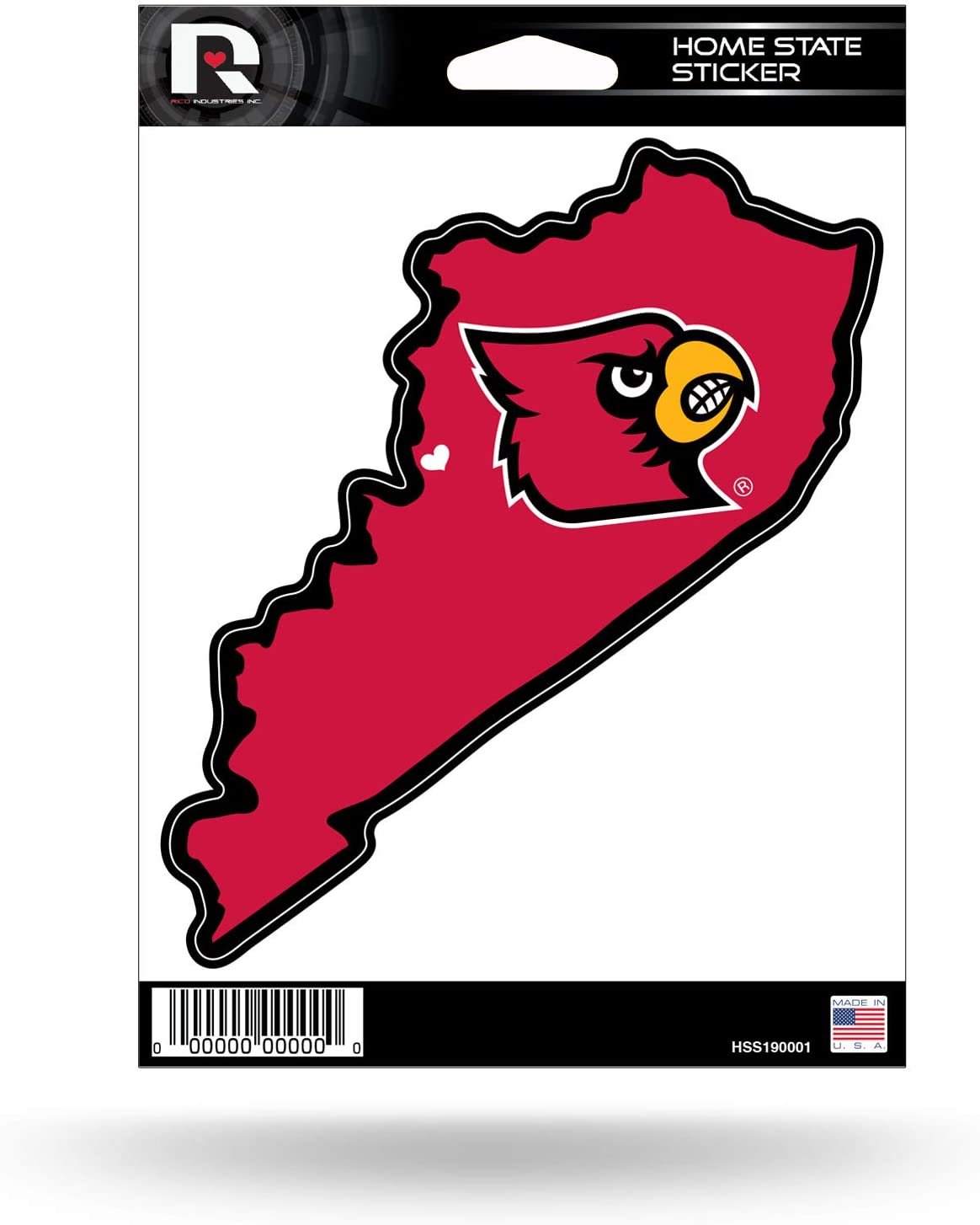 University of Louisville Cardinals 5 Inch Sticker Decal, Home State Design, Flat Vinyl, Full Adhesive Backing