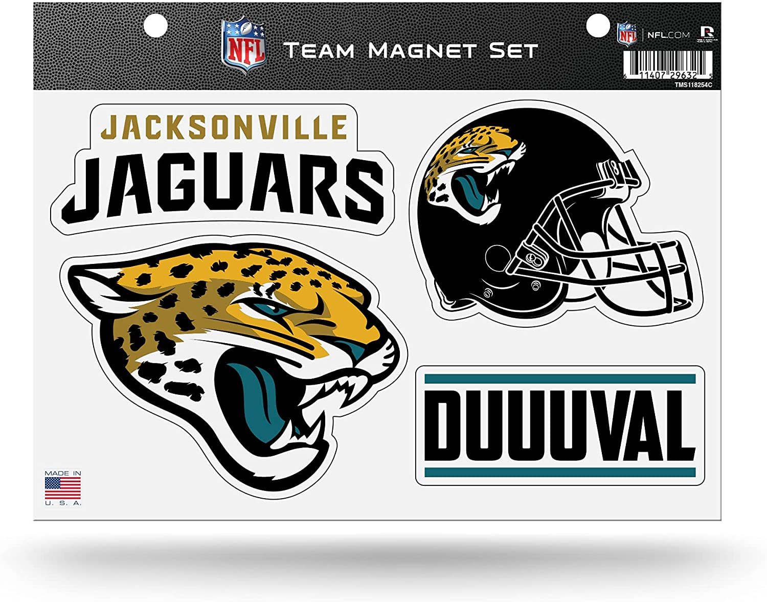 Jacksonville Jaguars 4 Piece Team Magnet Sheet Set 8.5x11 Inch Alternate Design