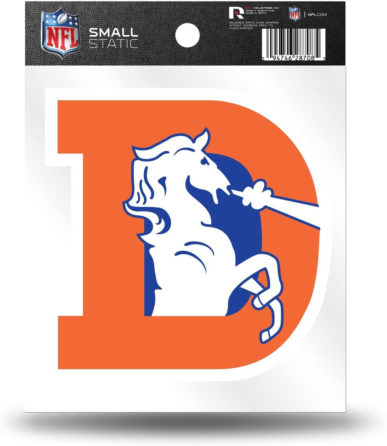 Denver Broncos 3 Inch Flat Static Cling Decal Retro Logo