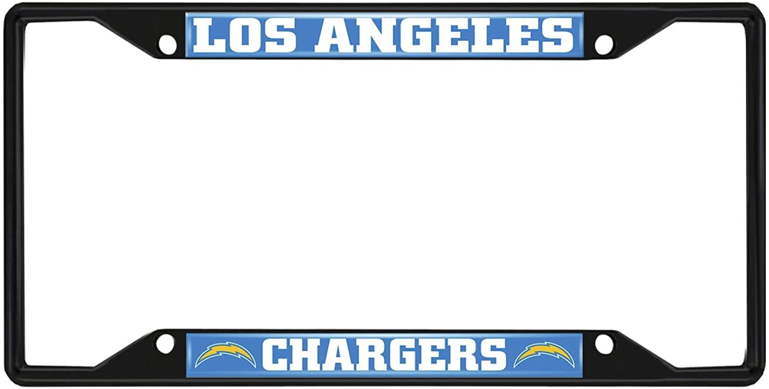 Los Angeles Chargers Black Metal License Plate Frame Tag Cover 12x6 Inch