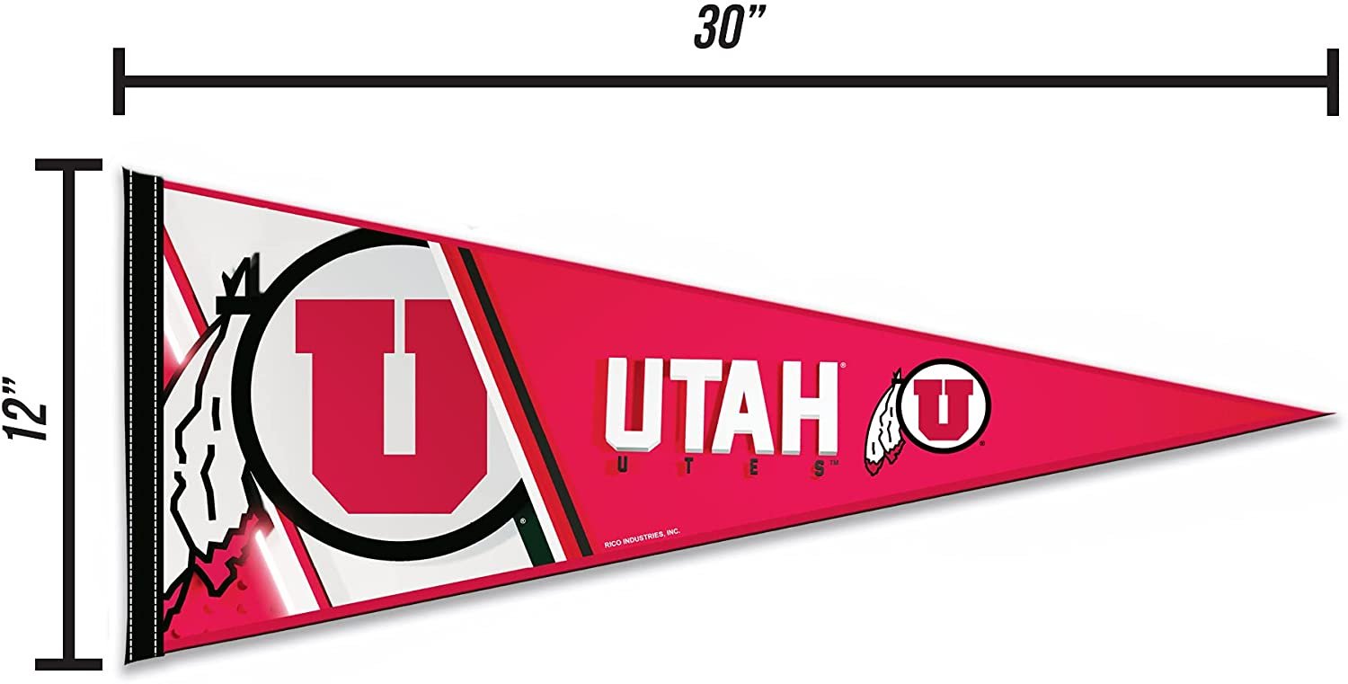 University of Utah Utes Soft Felt Pennant, Primary Design, 12x30 Inch, Easy To Hang