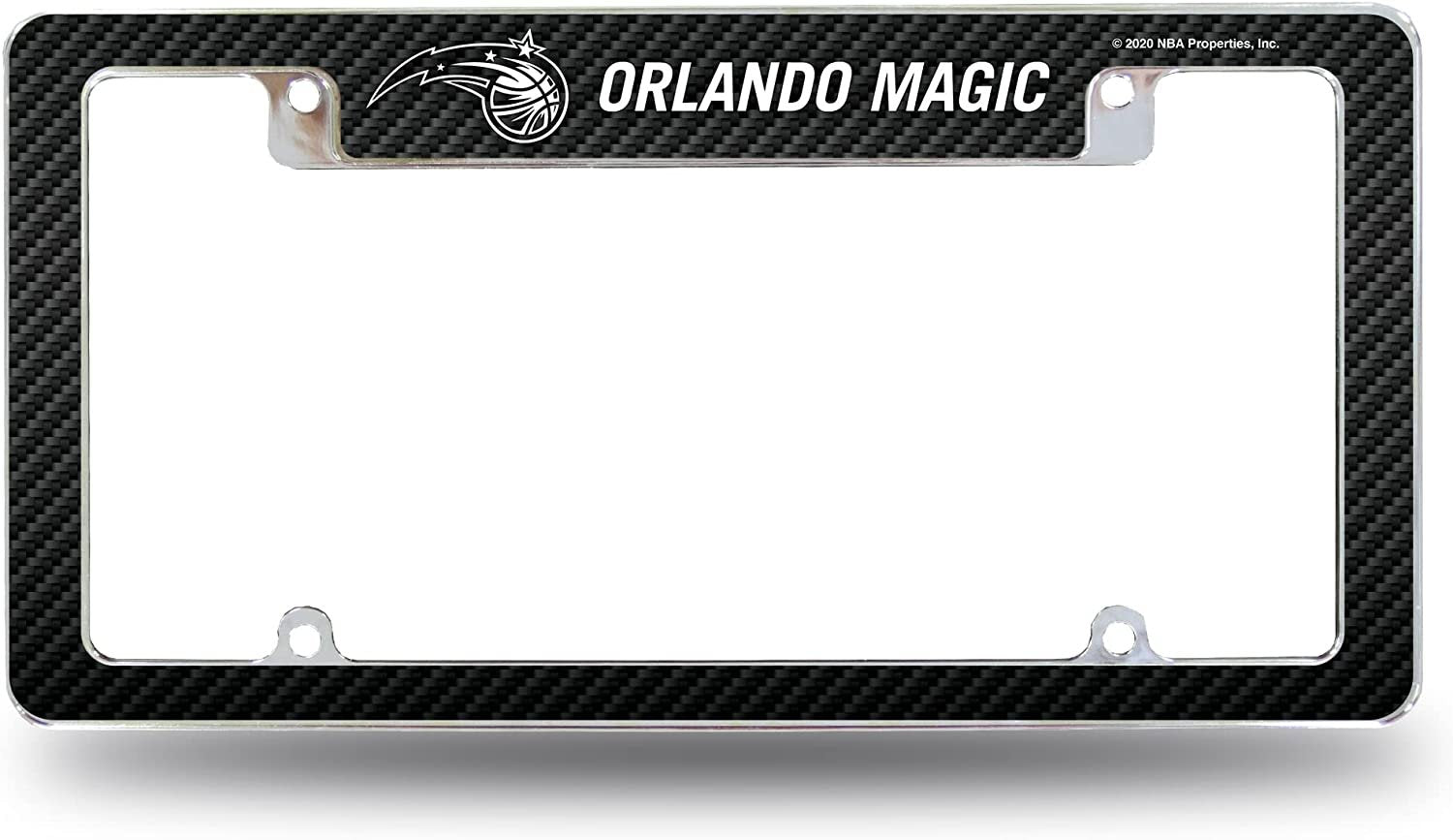 Orlando Magic Metal License Plate Frame Chrome Tag Cover Carbon Fiber Design 6x12 Inch