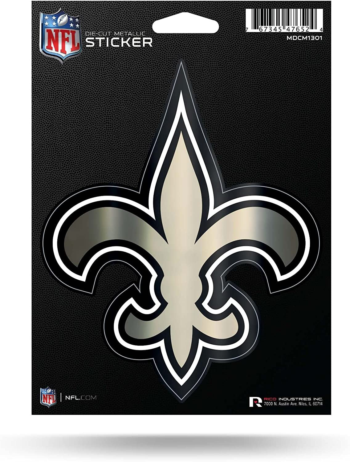 New Orleans Saints 5 Inch Die Cut Flat Vinyl Decal Sticker Chrome Metallic Shimmer Design Adhesive Backing