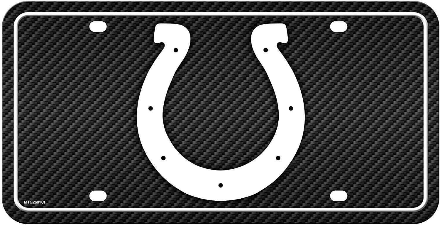 Indianapolis Colts Metal Auto Tag License Plate, Carbon Fiber Design, 6x12 Inch