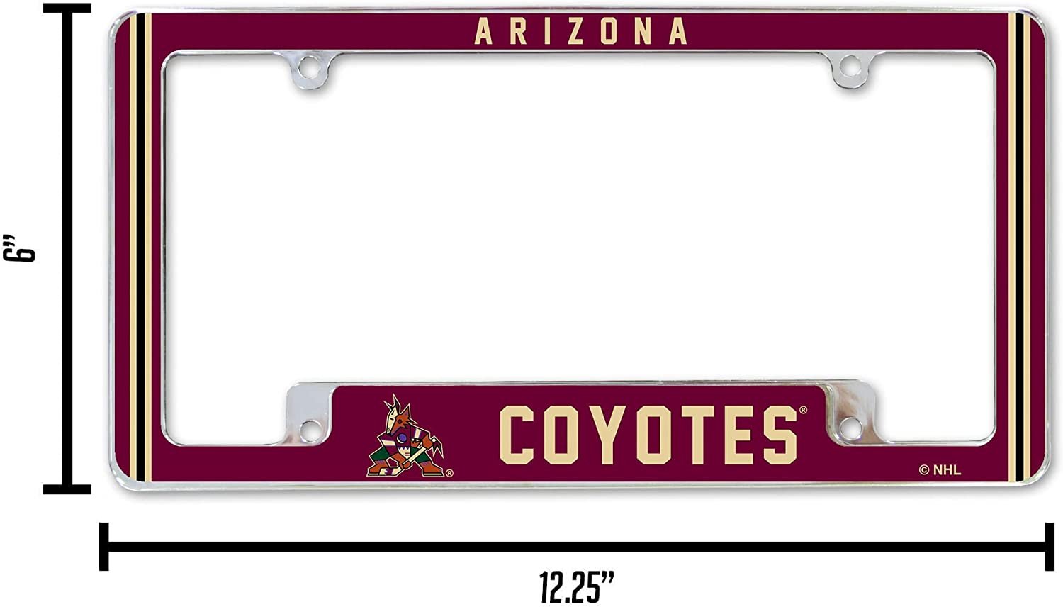 Arizona Coyotes Metal License Plate Frame Chrome Tag Cover Alternate Design 6x12 Inch