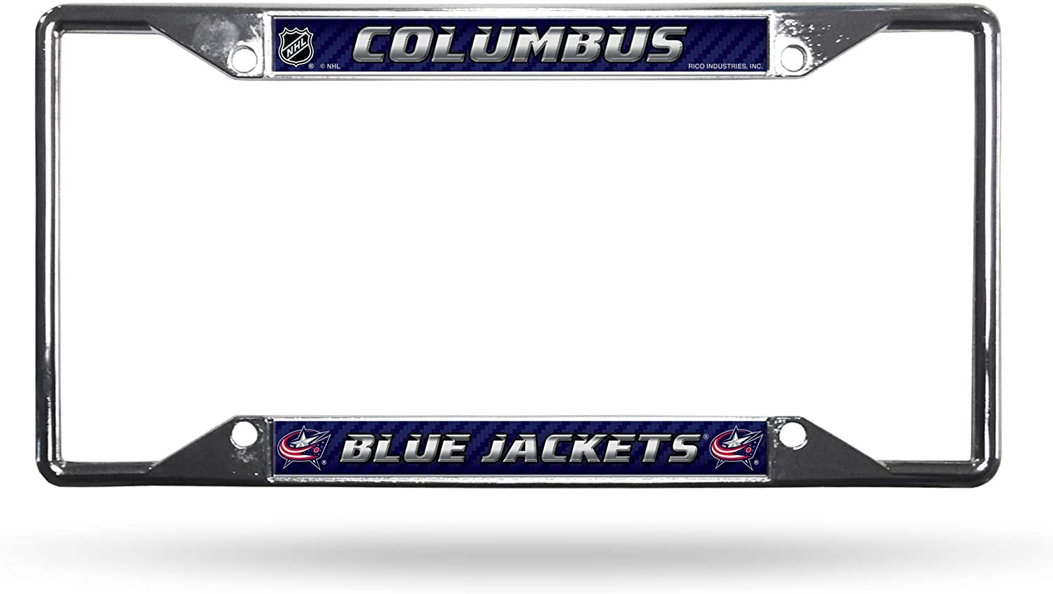 Columbus Blue Jackets Metal License Plate Frame Chrome Tag Cover Ez View Design 6x12 Inch
