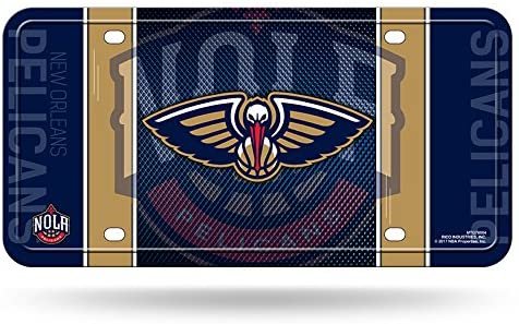 New Orleans Pelicans Metal License Plate Tag, Jersey Design, 6x12 Inch