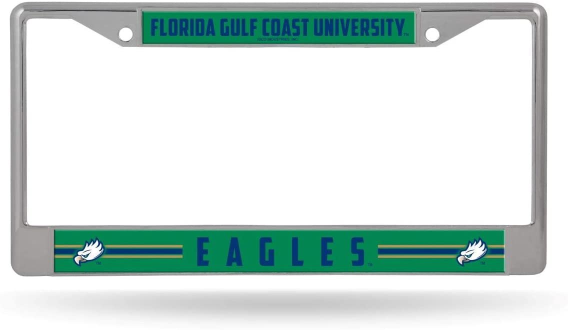 Florida Gulf Coast University Eagles Chrome Metal License Plate Frame Tag Cover, 12x6 Inch