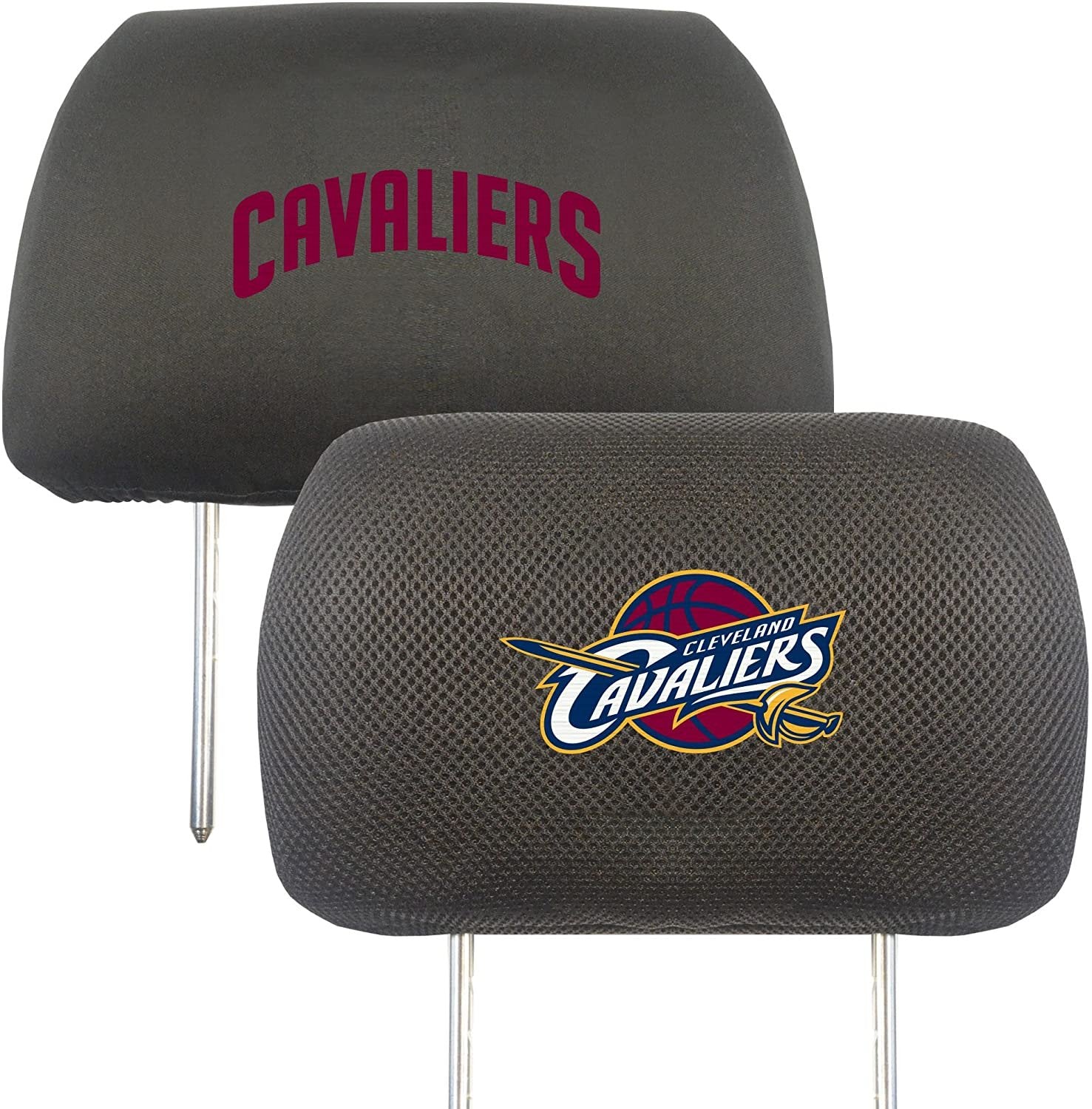 Cleveland Cavaliers Pair of Premium Auto Head Rest Covers, Embroidered, Black Elastic, 14x10 Inch