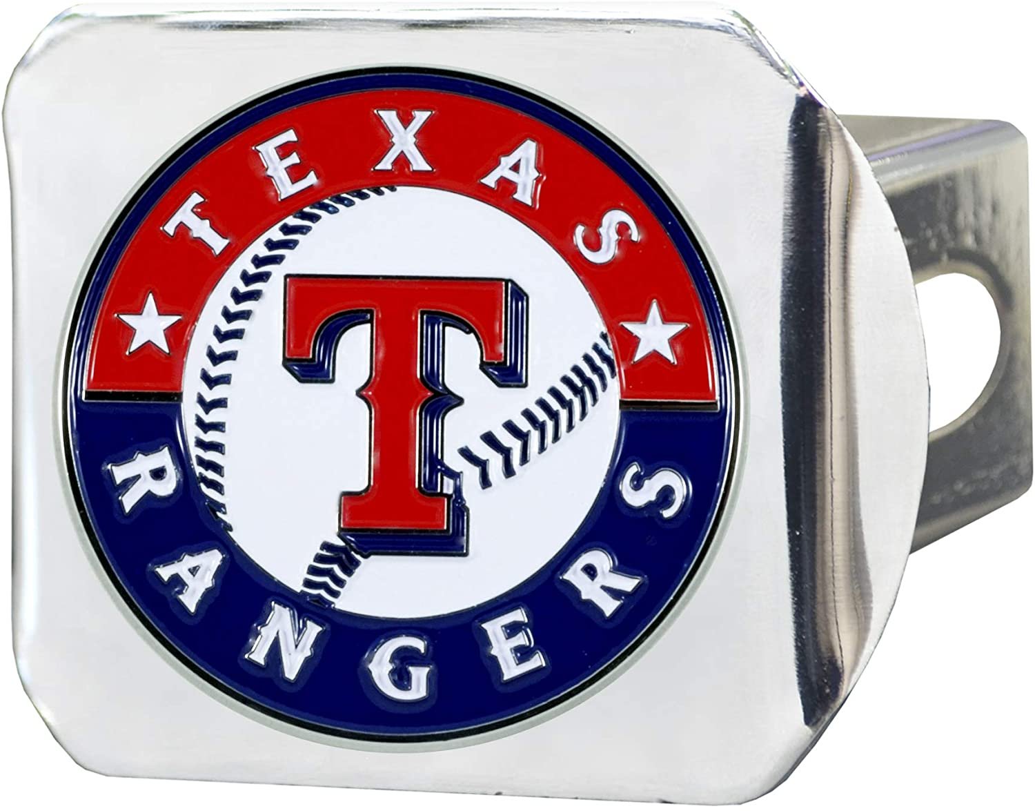 Texas Rangers Hitch Cover Solid Metal with Color Metal Emblem 2" Square Type III
