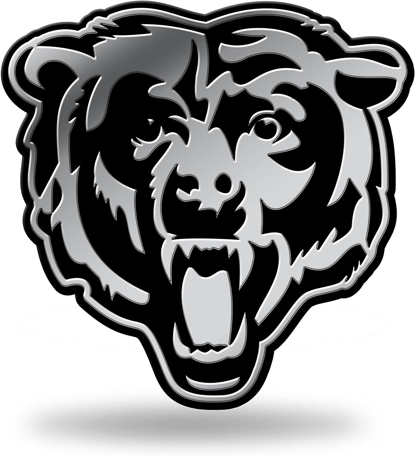 Chicago Bears Auto Emblem, Silver Chrome Color, Raised Molded Plastic, 3.5 Inch, Adhesive Tape Backing