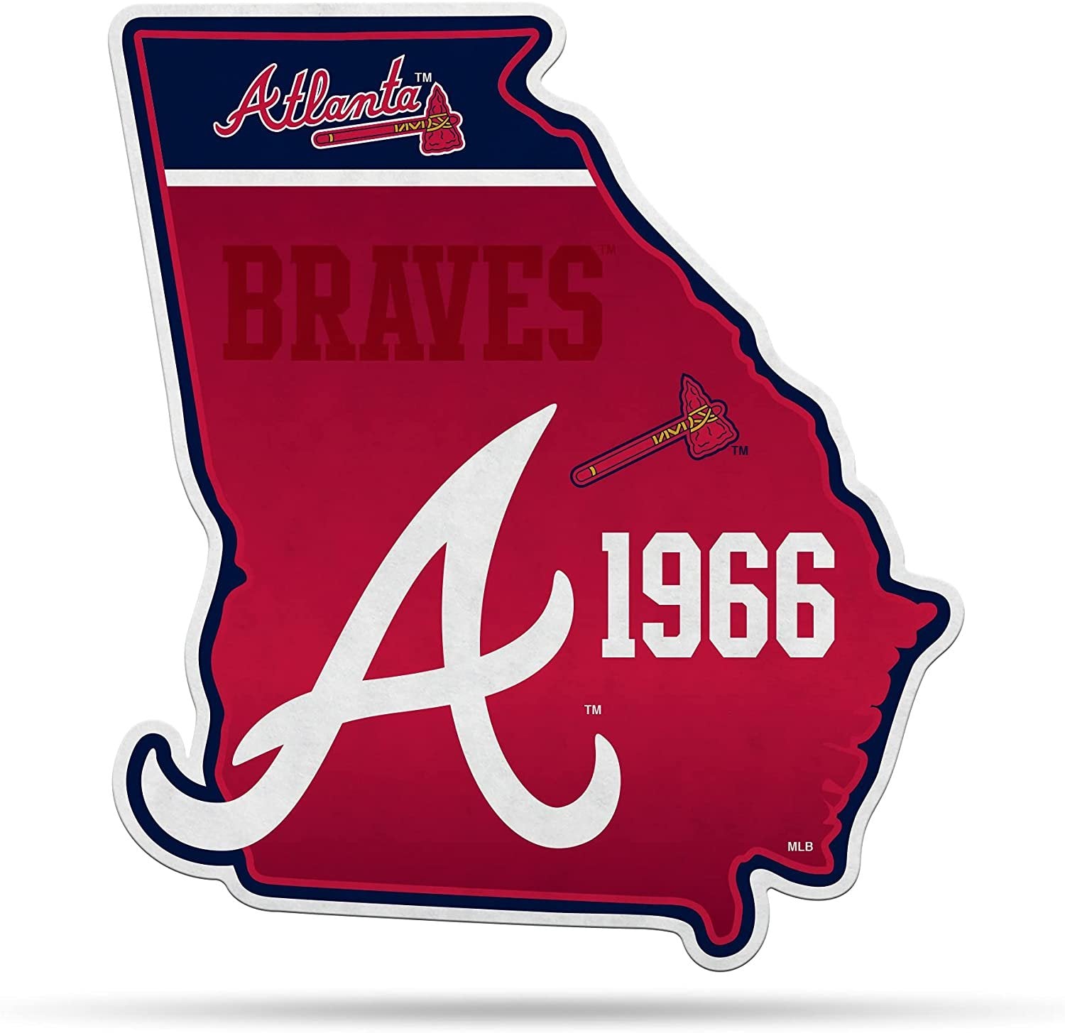 Atlanta Braves Soft Felt Pennant, State Design, Shape Cut, 18 Inch, Easy To Hang