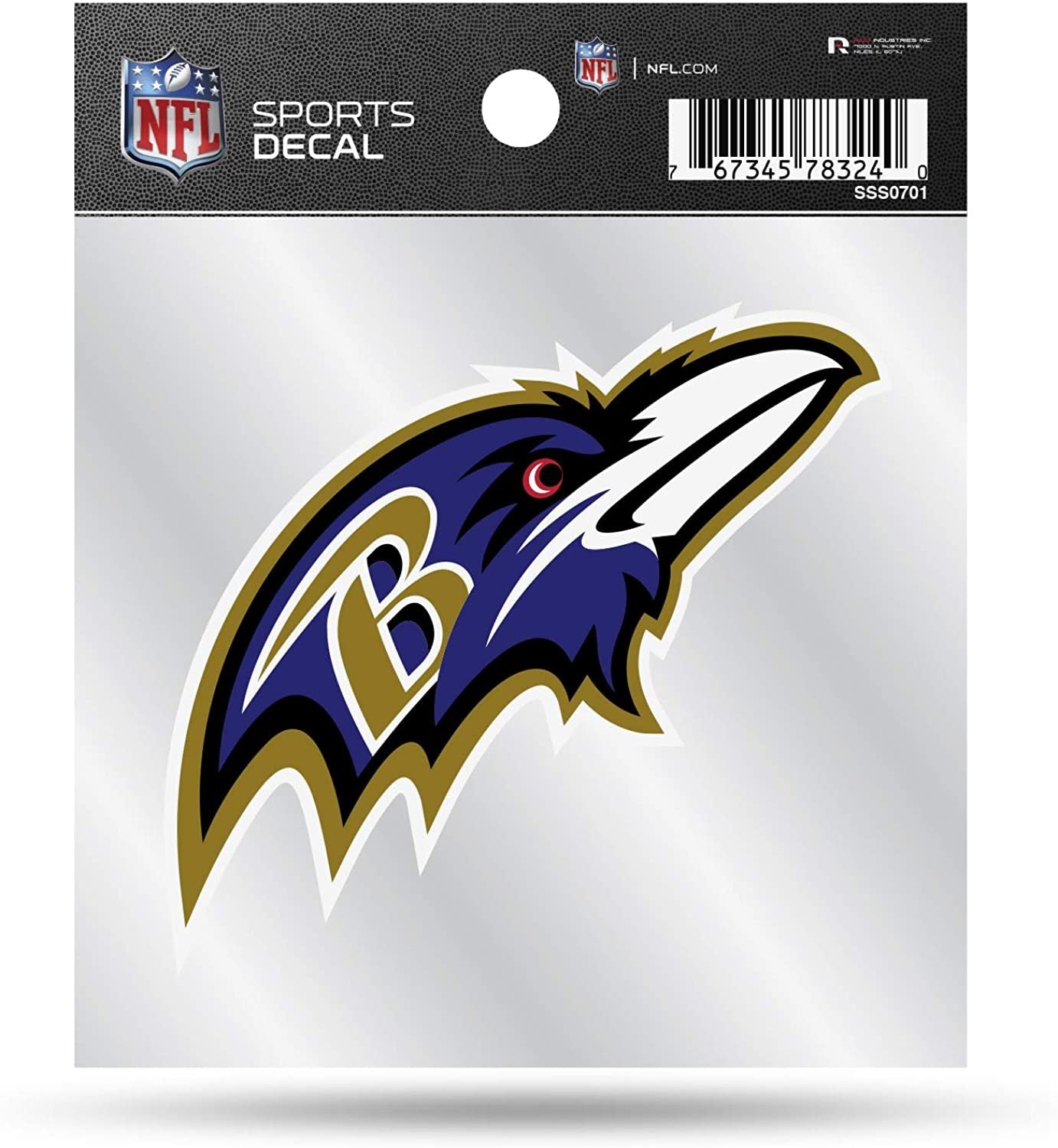 Baltimore Ravens 4x4 Inch Die Cut Decal Sticker, Primary Logo, Clear Backing