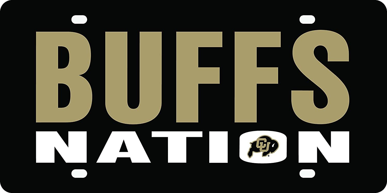 University of Colorado Buffaloes Premium Laser Cut Tag License Plate, Mirrored Acrylic Inlaid, Nation, 12x6 Inch
