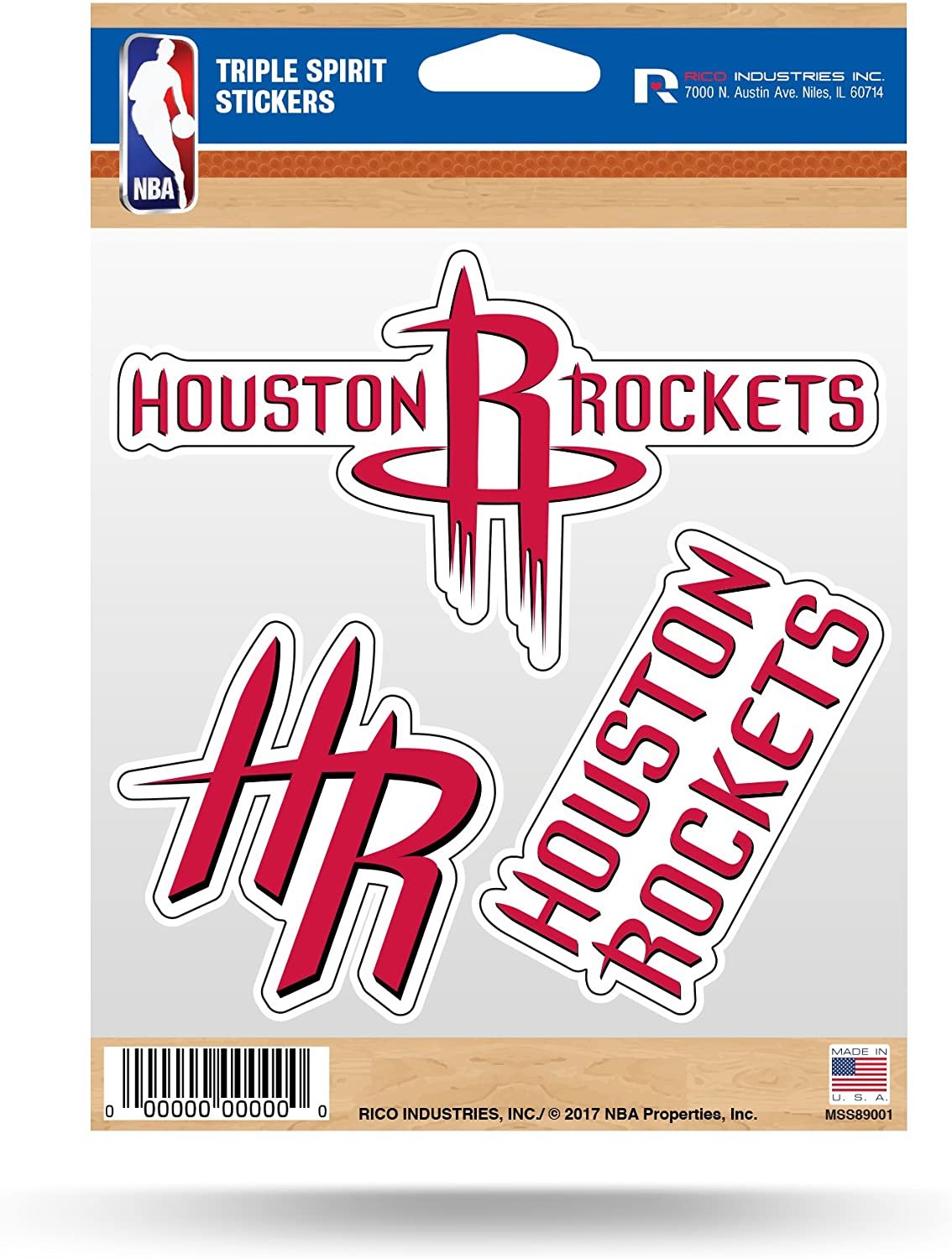 Houston Rockets Die Cut 3-Piece Triple Spirit Sticker Sheet