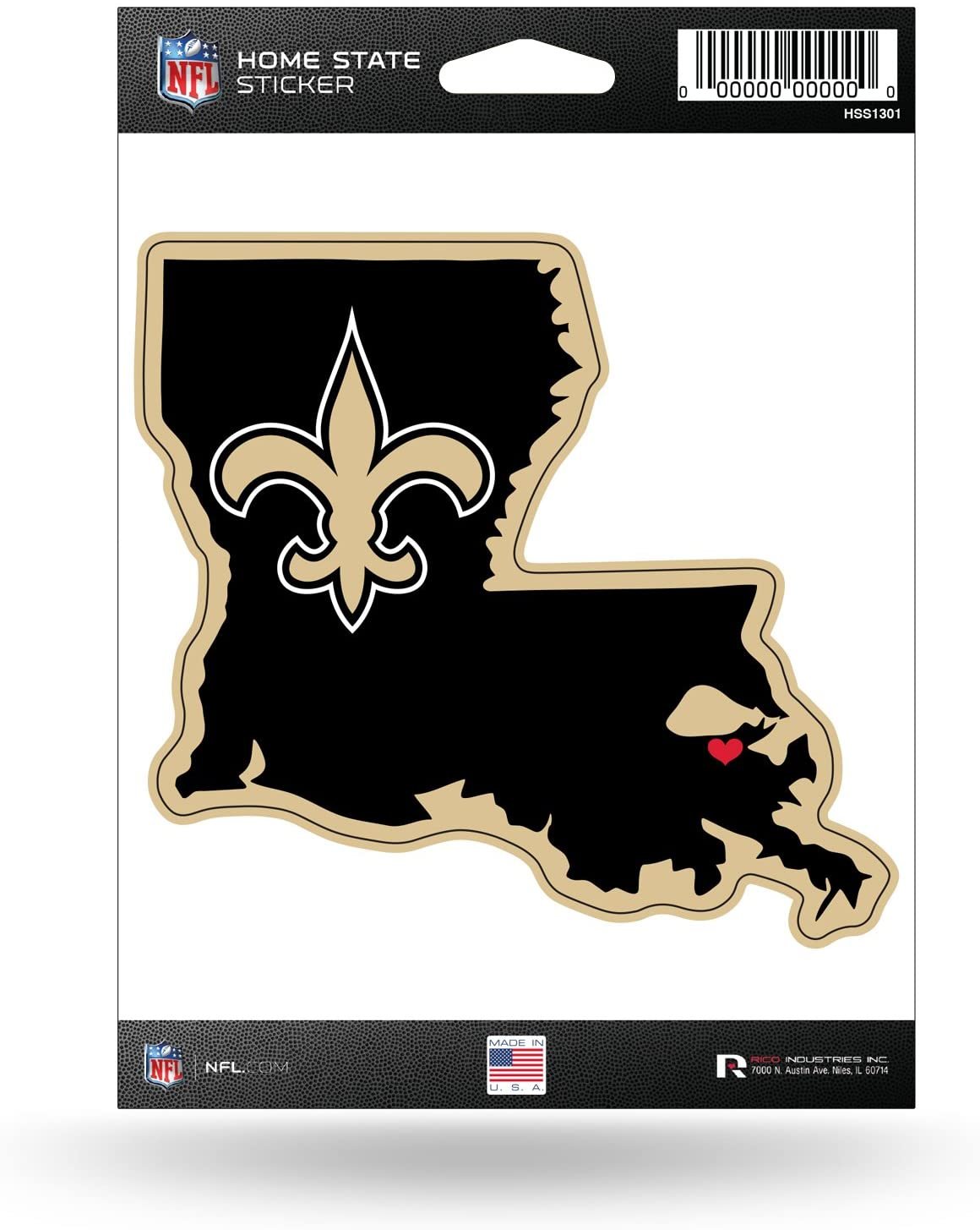 New Orleans Saints 5 Inch Sticker Decal, Home State Design, Flat Vinyl, Full Adhesive Backing
