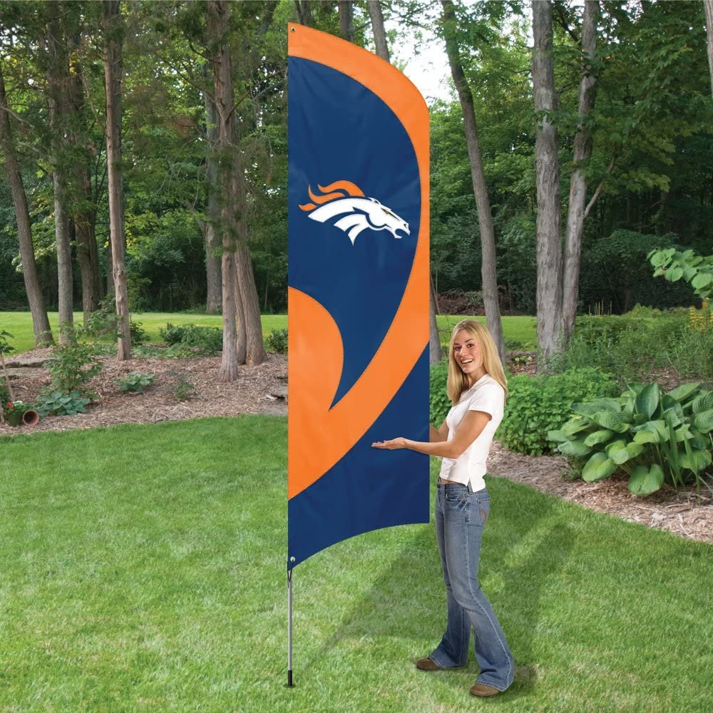Denver Broncos Tall Team Flag Tailgating Flag Kit 8.5 x 2.5 feet with Pole