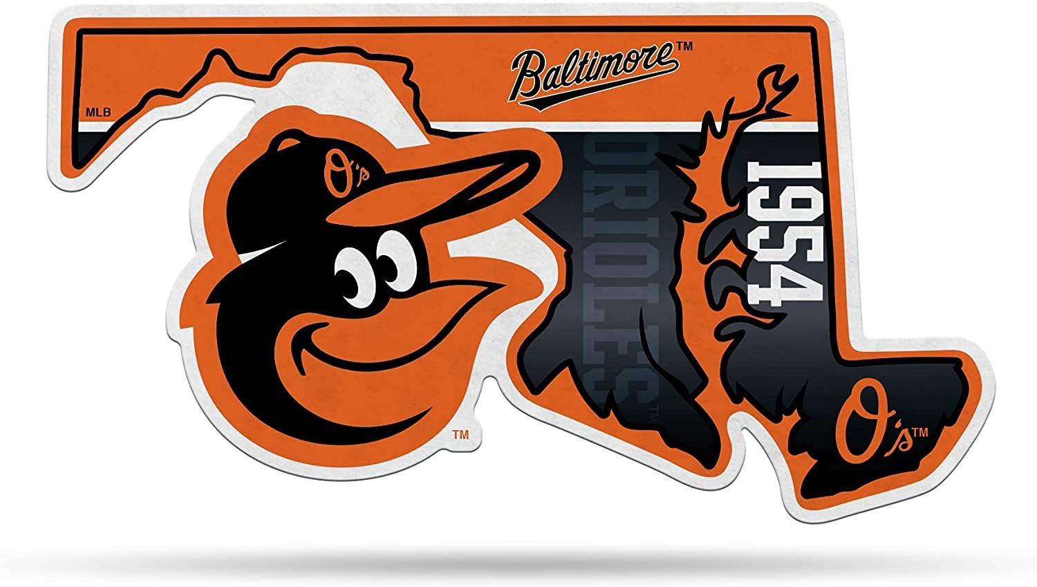 Baltimore Orioles Soft Felt Pennant, State Design, Shape Cut, 18 Inch, Easy To Hang