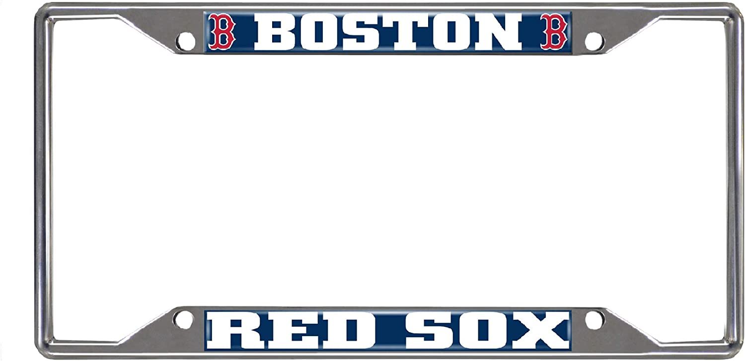 Boston Red Sox Metal License Plate Frame Tag Cover Chrome 6x12 Inch