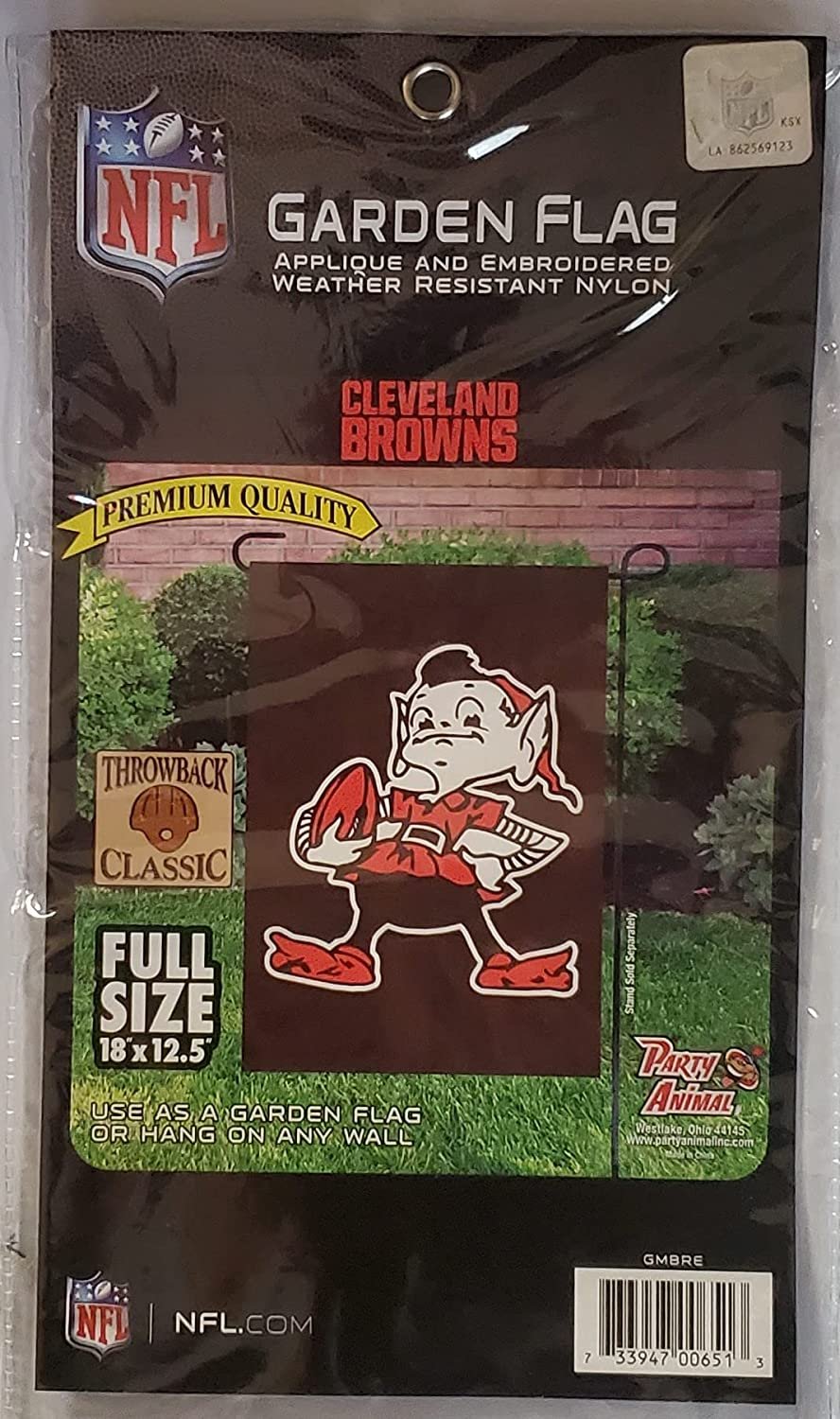 Cleveland Browns Premium Embroidered Garden Flag Banner Applique Brownie Mascot Logo 13x18 Inch