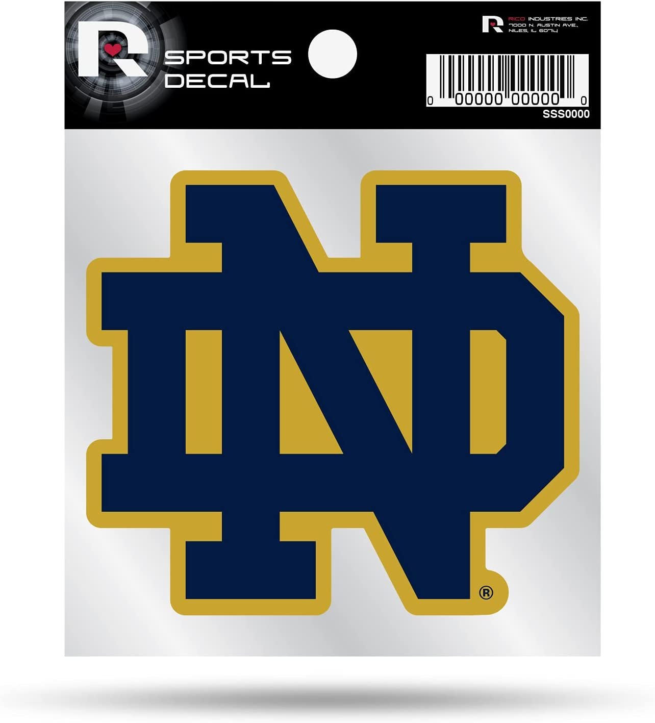 University of Notre Dame Fightning Irish 4x4 Inch Decal Sticker ND Logo Design Clear Backing