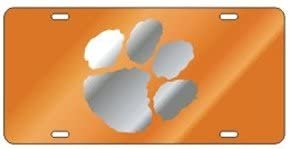 Clemson Tigers Orange Mirrored Car Tag License Plate