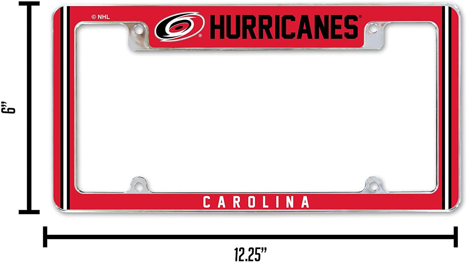 Carolina Hurricanes Metal License Plate Frame Chrome Tag Cover Alternate Design 6x12 Inch