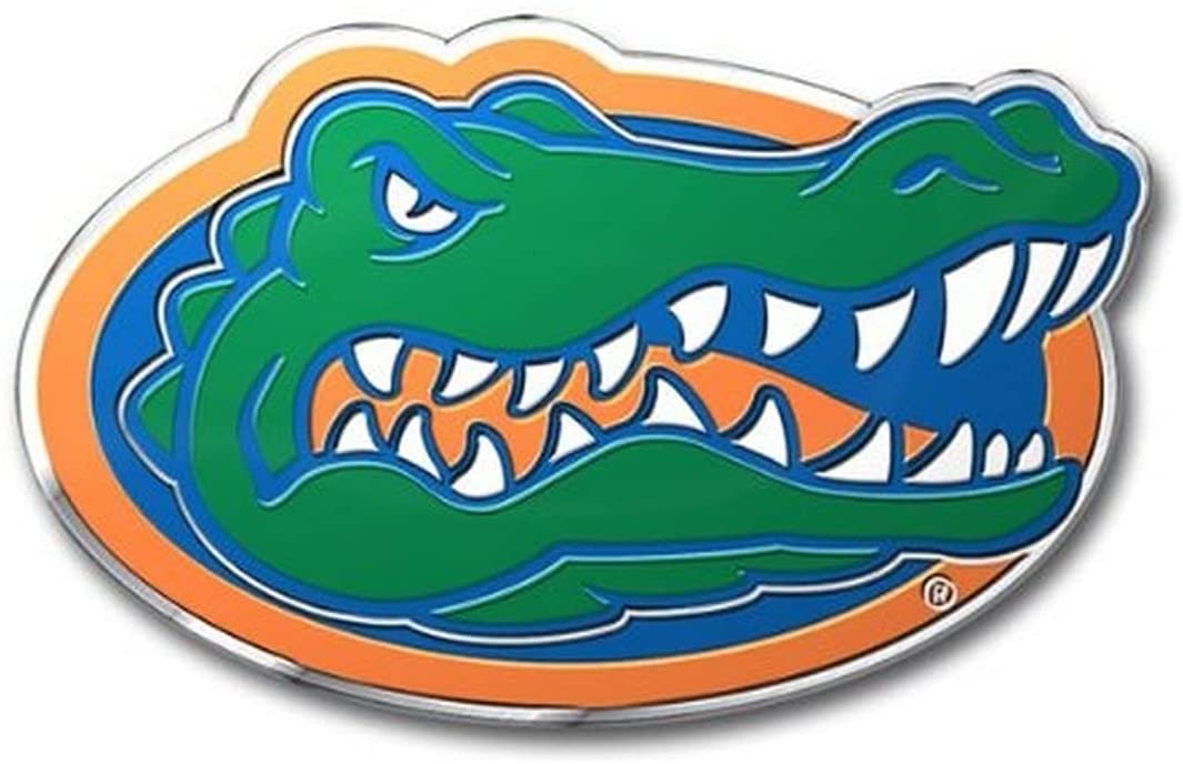 University of Florida Gators Auto Emblem, Aluminum Metal, Embossed Team Color, Raised Decal Sticker, Full Adhesive Backing