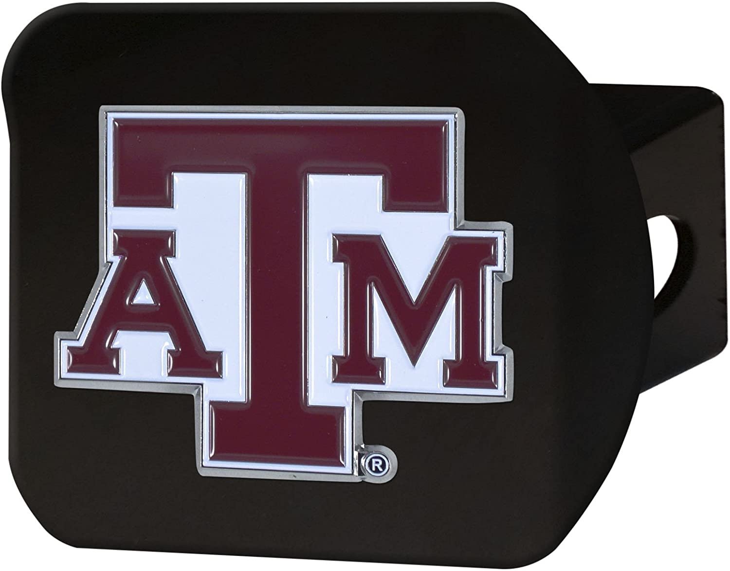 Texas A&M Aggies Solid Metal Black Hitch Cover with Color Metal Emblem 2 Inch Square Type III University of