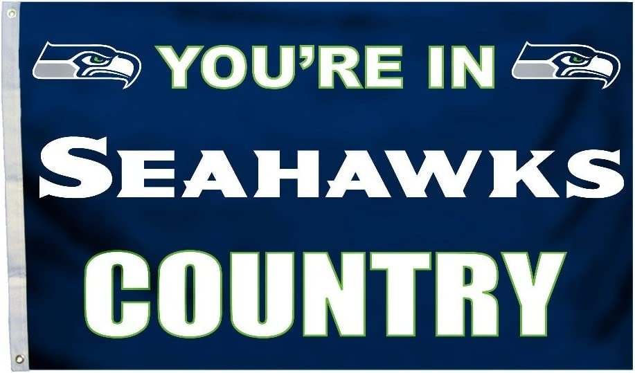 Seattle Seahawks 3x5 Foot Flag Banner, Metal Grommets. Outdoor, Single Sided, In Country Design