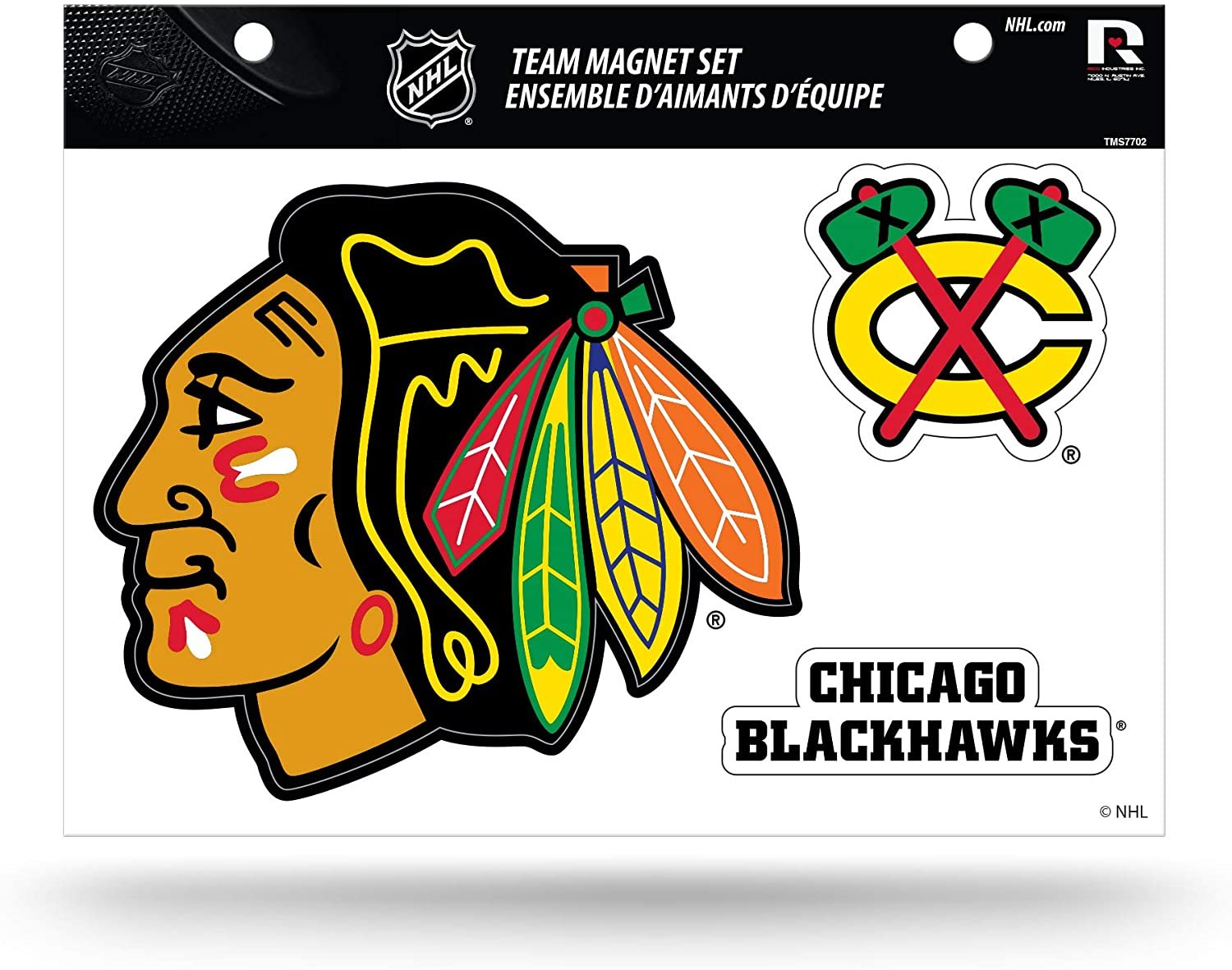 Chicago Blackhawks Team Multi Magnet Set, 8.5x11 Inch Sheet, Die Cut, Auto Home