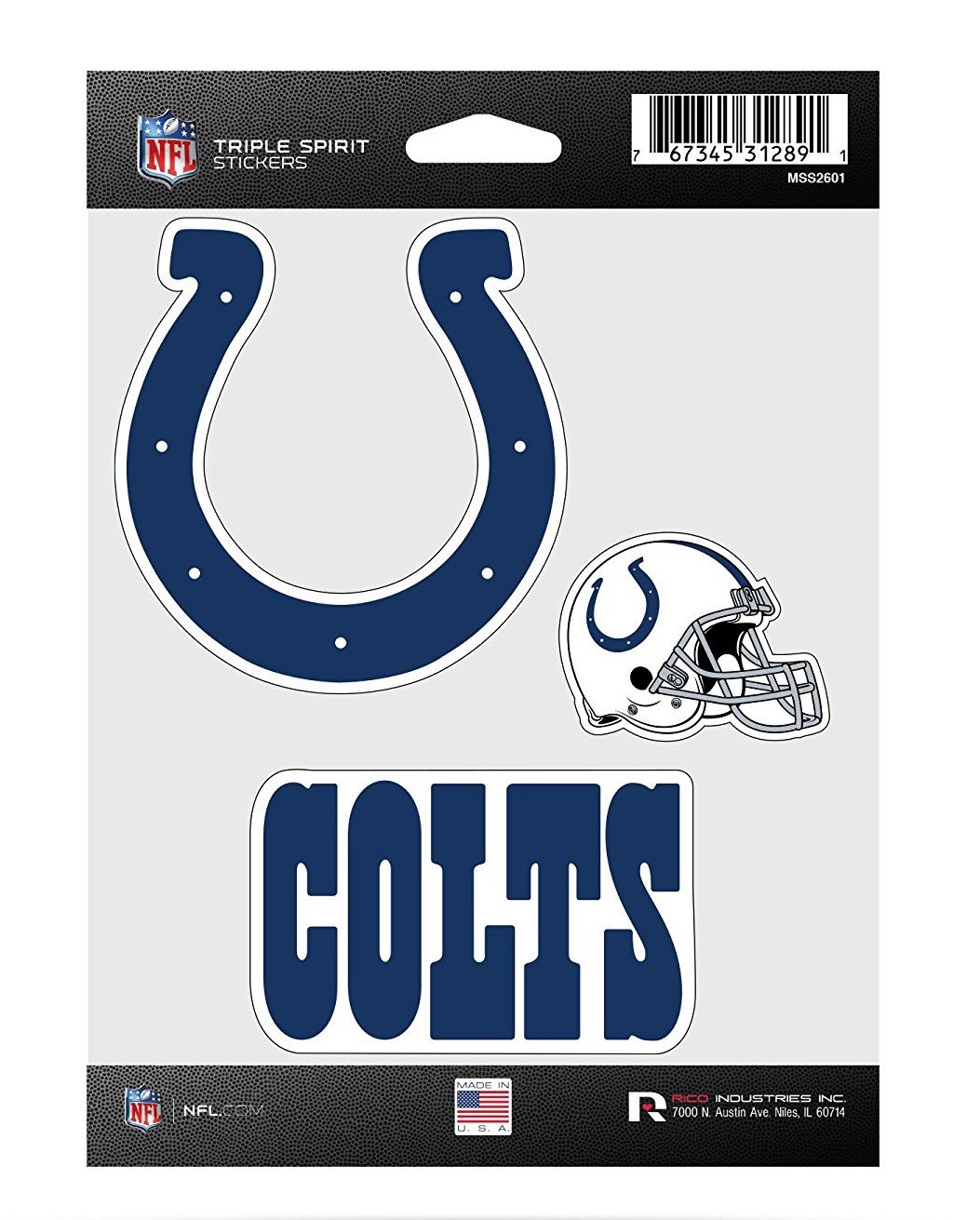 Indianapolis Colts Multi Sticker Triple Decal Flat Vinyl 5x7 Inch Sheet Auto Home