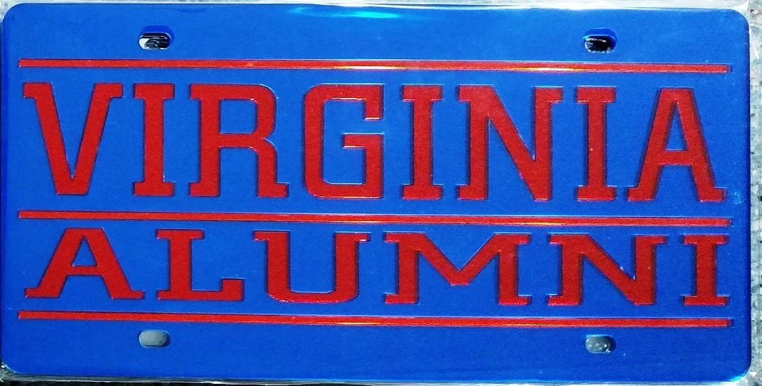 University of Virginia Cavaliers Alumni Laser Cut Tag License Plate, Mirrored Acrylic Inlaid, 12x6 Inch