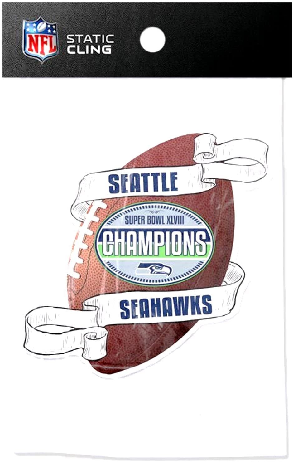 Seattle Seahawks 2014 Champions 6" Flat Vinyl Die Cut Static Cling Decal Sticker Football Super Bowl Championship