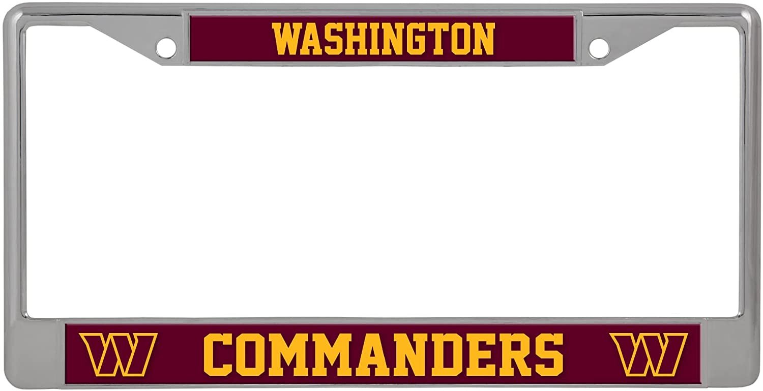 Washington Commanders Premium Metal License Plate Frame Chrome Tag Cover, 12x6 Inch