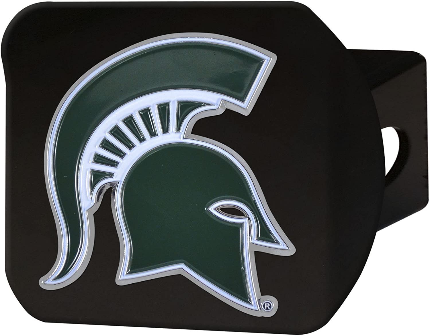 Michigan State Spartans Solid Metal Black Hitch Cover with Color Metal Emblem 2 Inch Square Type III University of