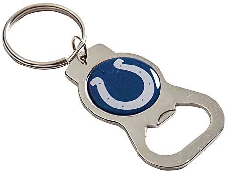 Indianapolis Colts Premium Solid Metal Bottle Opener Keychain, Silver Key Ring, Team Logo
