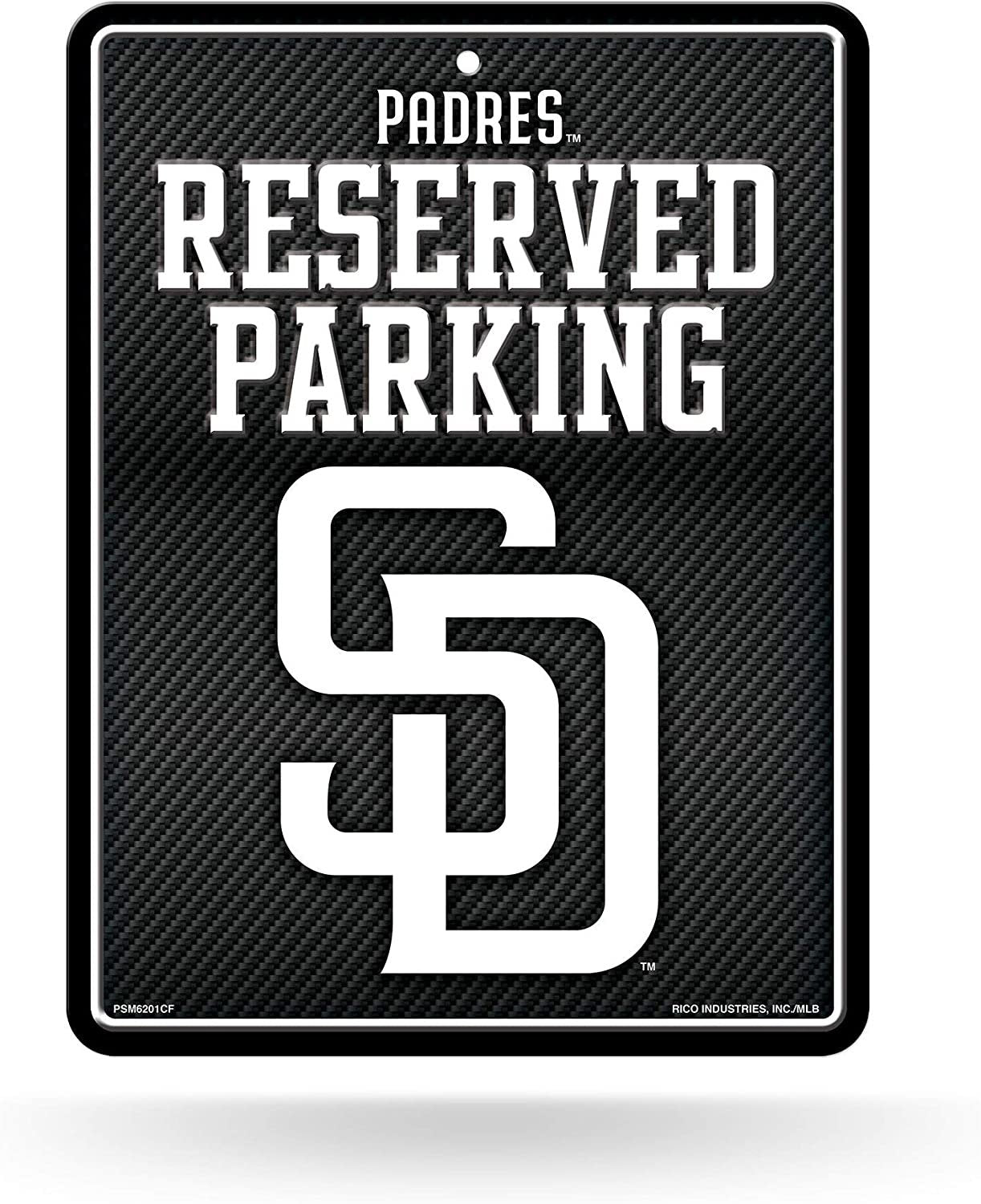 San Diego Padres Metal Parking Novelty Wall Sign 8.5 x 11 Inch Carbon Fiber Design