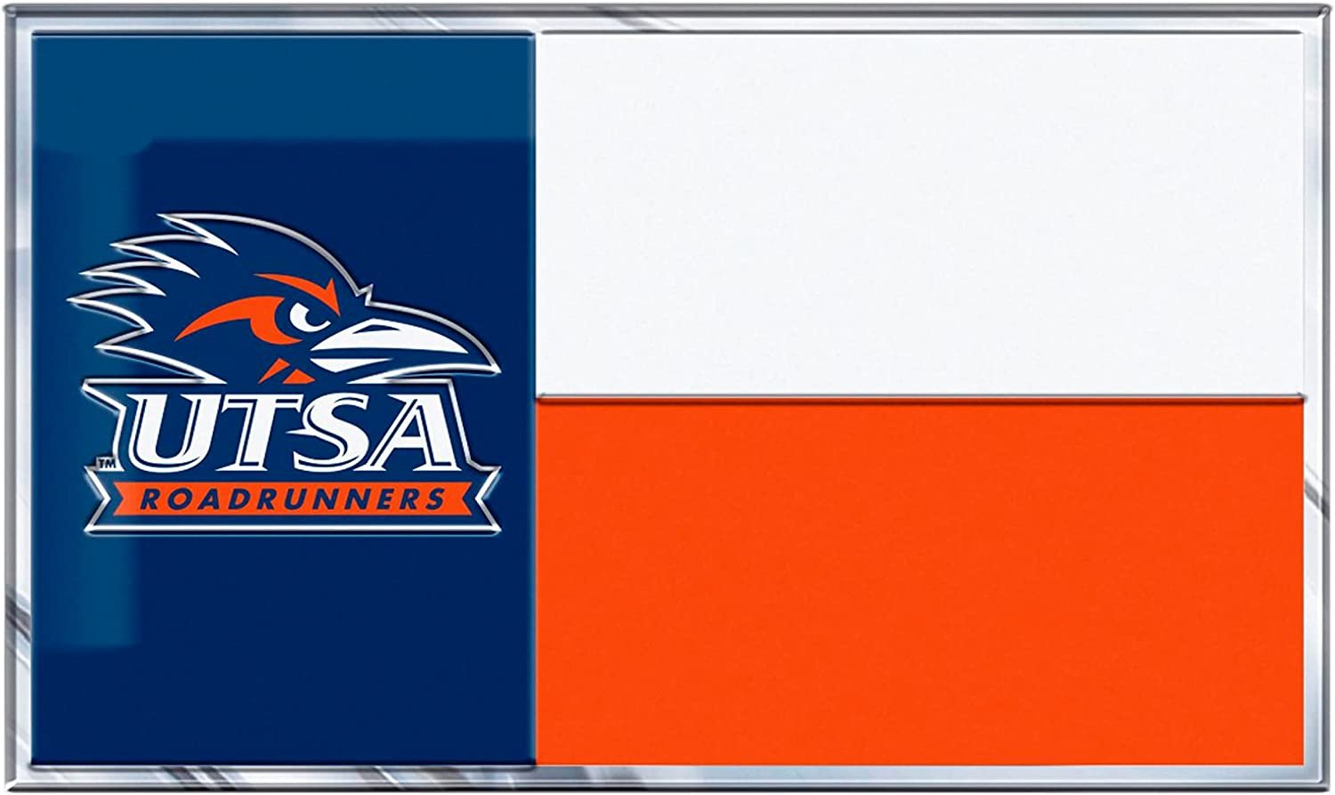 University of Texas San Antonio Roadrunners UTSA Color Auto Emblem State Flag Design Aluminum Metal