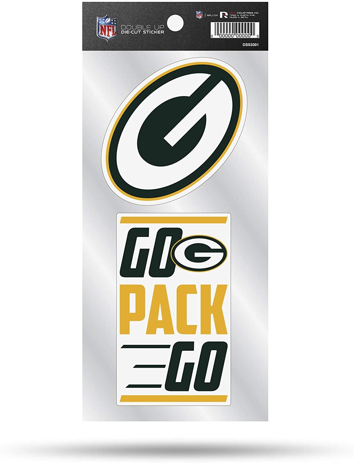 Green Bay Packers Double Up Die Cut 2-Piece Sticker Sheet