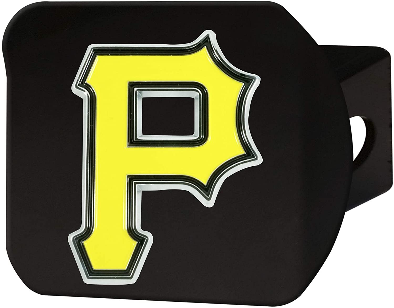 Pittsburgh Pirates Hitch Cover Black Solid Metal with Raised Color Metal Emblem 2" Square Type III