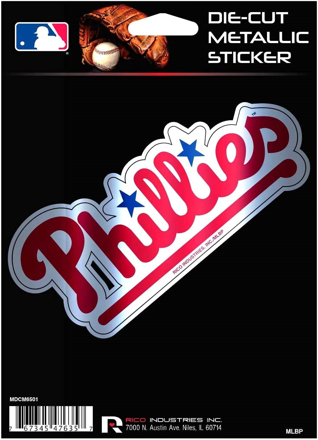 Philadelphia Phillies 5 Inch Decal Sticker, Color Metallic Shimmer Design, Full Adhesive Backing